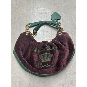 Vintage Juicy Couture Bag Purse Purple Green Velour Hobo Royal Y2K
